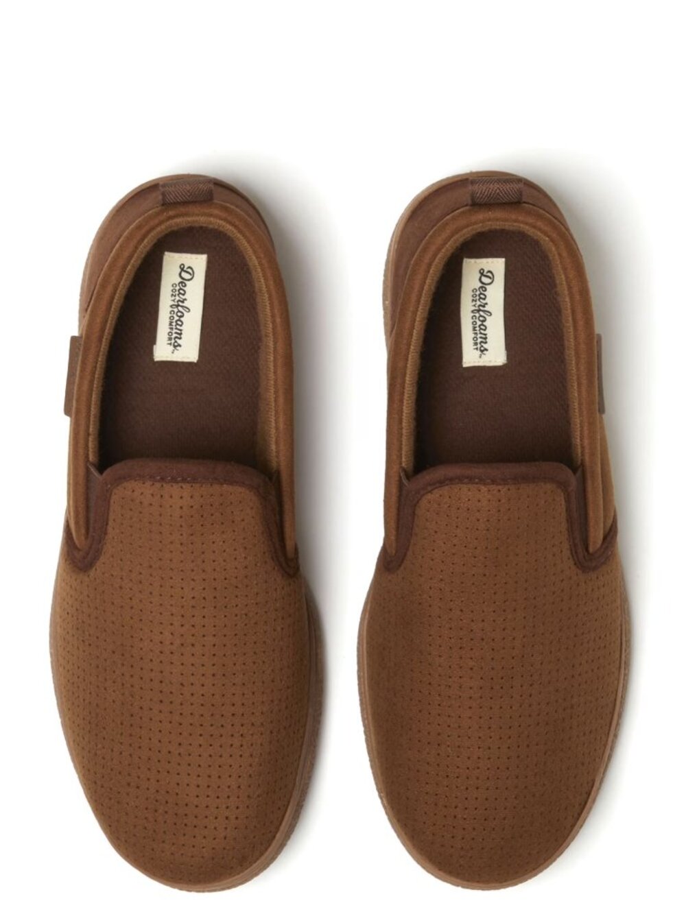 Dearfoams Mens Microsuede Closed Back Twin Gore Slippers XL 13-14 Indoor